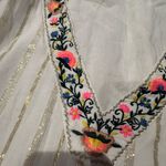 Gold and White Boxy Embellished Short Sleeve Coverup Photo 1