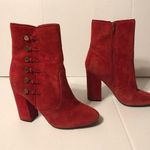 Guess  red suede ankle boots block heel zip up size 7 M Photo 0
