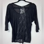 Wet Seal  Sheer & Lace 3/4 Sleeves Scoop Neck Top Women’s Shirt Size Medium GUC Photo 0