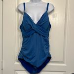Jantzen  Blue V-Neck Criss Cross Front Ruched Mid Section Size XXL EUC #0091 Photo 1