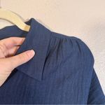 Max Studio  Navy Blue Wide Leg Jumpsuit Womens M Short Sleeve Classic Preppy Work Photo 6