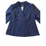 Lane Bryant Women’s 16 Navy Pinstripe Blazer Jacket NWT Missing Belt Photo 1
