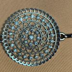 None Silver Tone Rhinestone Filigree Medallion Chain Link Belt Adjustable Fit Boho Photo 6