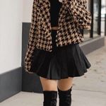 ZARA NWT Tweed Houndstooth Cropped Textured Blazer Jacket Women's Brown Size L Photo 1