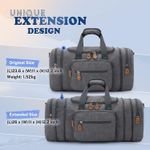Canvas Duffle Bag for Travel, 60L Duffel Overnight Weekend Bag (Gray) Photo 2