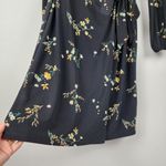 Ralph Lauren Lauren  Black Floral Midi Dress Faux Wrap Tie Waist Long Sleeve S Photo 8