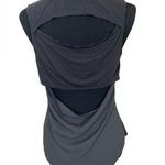 Linen blend Open Back tank top Black Photo 0
