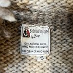 Vintage Bolivian Imports 100% Wool Chunky Cable Knit Sweater Hooded Fringe Small Gray Photo 3