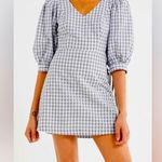 Urban Outfitters  puffy sleeves  Lena gingham mini dress blue size small Photo 1