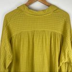 Reset by Jane Sz Medium Textured Cotton Button Down Top Mustard Yellow Boho Photo 9