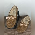 UGG  Dakota Sunshine Perf Ribbon Satin Laces Bow Leather Chestnut Slippers Sz 9 Photo 1