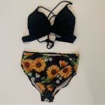 Maternity Two Piece Bikini Criss Cross Black Yellow Sunflower Swimsuit Small Size undefined Photo 2