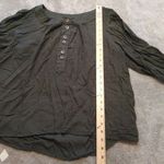 Preswick & Moore  Rayon Size Large L Dark Green Flowy Button Blouse Whimsy Goth Photo 4