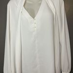 Bar III  Shirt Womens Small White Tie Neck Long Sleeve Button Front Blouse Photo 0