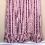 Alexis  Women’s Linen Blend Pink White Striped Ruffle Strap Tier Hem Mini Dress Photo 2