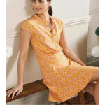 NWT BODEN Flippy Jersey Dress Yellow Pineapple Print Mini Cotton Modal US 14R Size 14 Photo 2