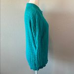 kim rogers  Cableknit Polo Sweater Green/Teal Size Medium Photo 1