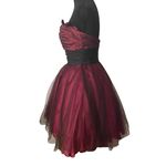 Hannah S Strapless Burgundy Black Tulle Rhinestone Dress Sze 4 Whimsigoth Y2K Romantic Photo 4