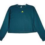 Adidas x Zoe Saldana‎ Shirt Womens Medium Teal Yellow Three Stipe Sweatshirt Gym Green Photo 0