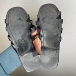 Ioannis Black Leather Gladiator Sandals Studded Wood Beads Slide Photo 4