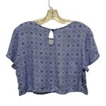 LF Rumor Boutique Geometric Print Crop Top Blue & White Size Medium Photo 3