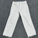 HUDSON Size 27 White 'Remi' High Rise Straight Cropped Frayed Hem Jeans‎ Photo 0