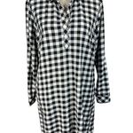 J.Jill Petite Medium Shirt Dress Buffalo Plaid Roll-Tab Sleeves Pockets V-Neck Photo 0