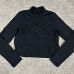 Victoria's Secret Pink Victoria’s Secret Top Women’s Large LS Black Shirt Crop Fleece Lined Photo 0
