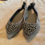 Kelsi Dagger  Grey ballet flats shoes rhinestone heart sz 7 suede leather Photo 1