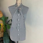 Ming Wang Sleeveless Striped Button Down Black White Blouse Size Large Photo 4