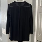 Cynthia Rowley Black V-Neck Blouse with Textured Shoulder Detail - Size M Photo 1