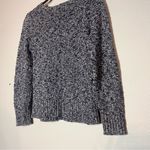 LL Bean Crewneck Knit Sweater Cotton Navy Blue White Marled Size XS Petite Black Photo 8