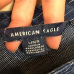 American Eagle Women’s Blue White Pinstripe Lightweight Denim Shortalls Romper Photo 7