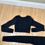 2 PIECE RIbbed Loungewear Workout Athleisure Set Size Small Black Photo 10