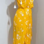 Free the Rose Women's Yellow Floral Print Split Wide leg Jumpsuit Size S Photo 1