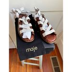 Maje NWT Fidil Flat Gladiator Sandals Size 39 Brown Leather Ivory LaceUp Studded Photo 1