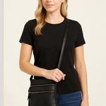 None Black Multi Zip Faux Leather Crossbody Bag Photo 0