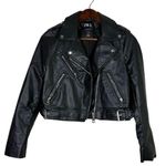ZARA NWOT Cropped Faux Leather Moto Jacket Silver Zippers Pockets Buckle S Black Photo 13