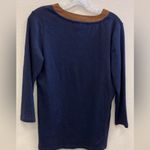 Ralph Lauren Lauren Navy and Brown Suede V-Neck Long Sleeve Top Medium Photo 1