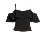 Eliza J NWT Ruffle Black Cold Shoulder Top Photo 1