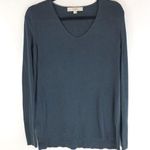 Loft Ann Taylor Womens Tunic Top Ribbed Hi Low Hem V Neck Blue S Photo 0