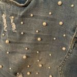 Hammer Jeans  light wash distressed denim mini skirt with pearls. Photo 1