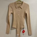 Cider  Beige Ribbed Long Sleeve Bodysuit Sz L NWT Photo 1