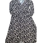 Loft Ann Taylor  Cheetah Print Beige Black Belted Midi Shirt Dress Size 8 Photo 0