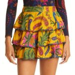 Farm Rio  Yellow Floral Tiered Ruffle Mini Skirt‎ S NWT Women's Photo 0