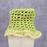 Green Top Crochet Knit Bucket Cap Hat Fun Vintage Y2K Funky Beanie Photo 2