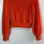 Aritzia Sunday Best Kitten Sweater XS Orange Fuzzy Cropped Long Sleeve Pullover Photo 3