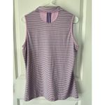 Adidas  Womens Golf Sleeveless‎ Polo Shirt Pink Stripe Size Medium Athleisure Top Photo 4