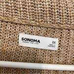 Sonoma Plus Size Quarter Zip Tunic Sweater Tan Brown White Striped 1/4 Zip Fall Photo 3