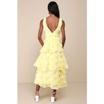 Lulus NWT  Exceptional Entrance Yellow Sleeveless Tiered Rosette Midi Dress Sz XL Photo 2